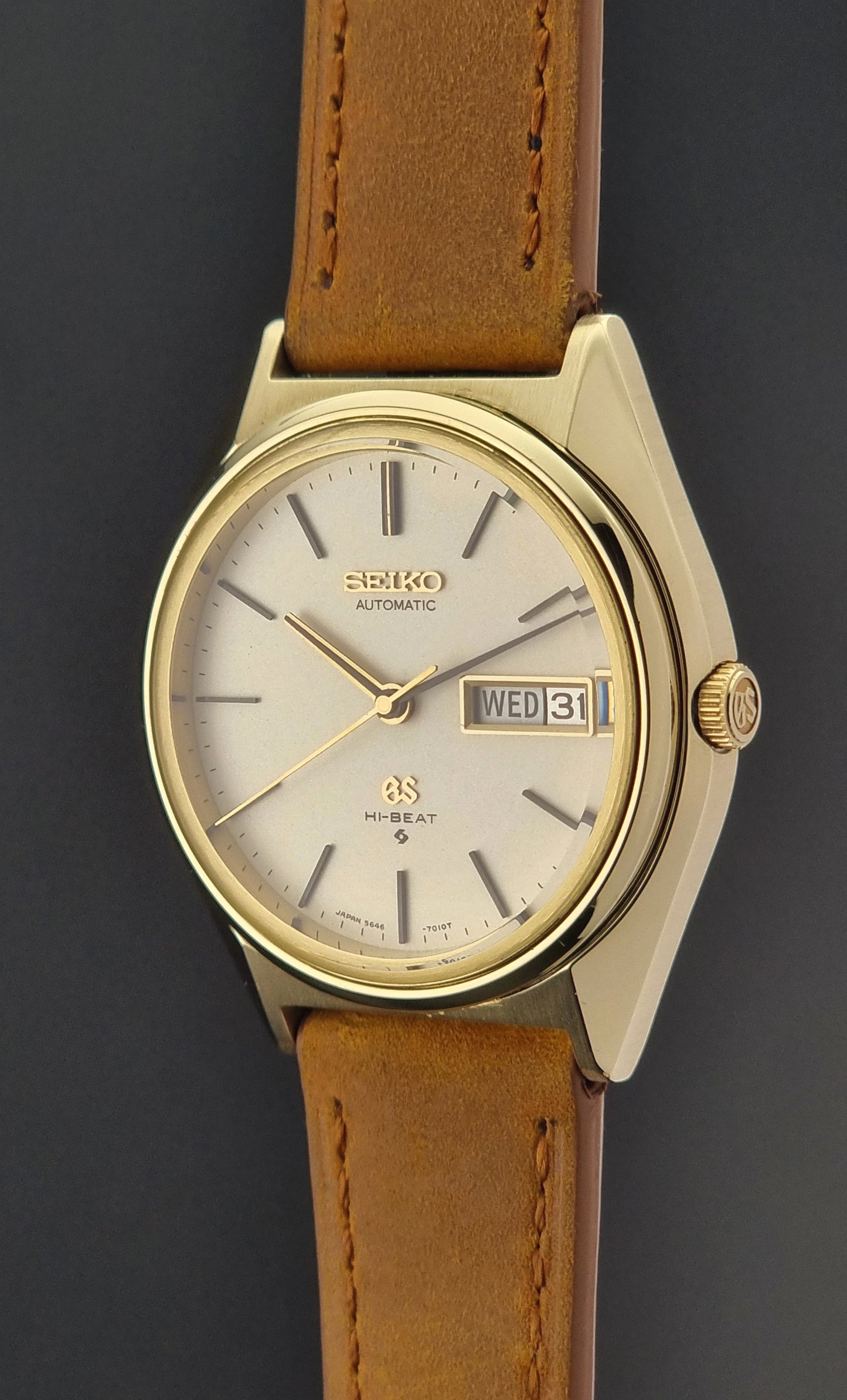 Grand Seiko Wristwatch 5646-7010 Vintage Hi-Beat 1971 Gold Capped