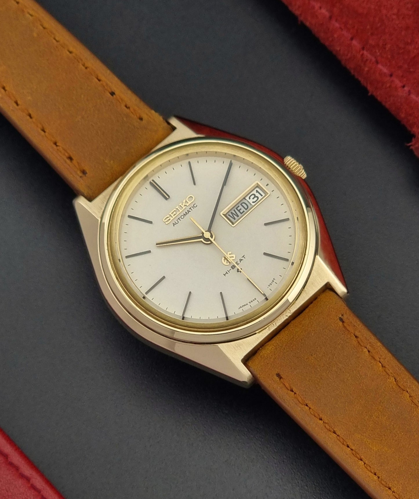 Grand Seiko Wristwatch 5646-7010 Vintage Hi-Beat 1971 Gold Capped