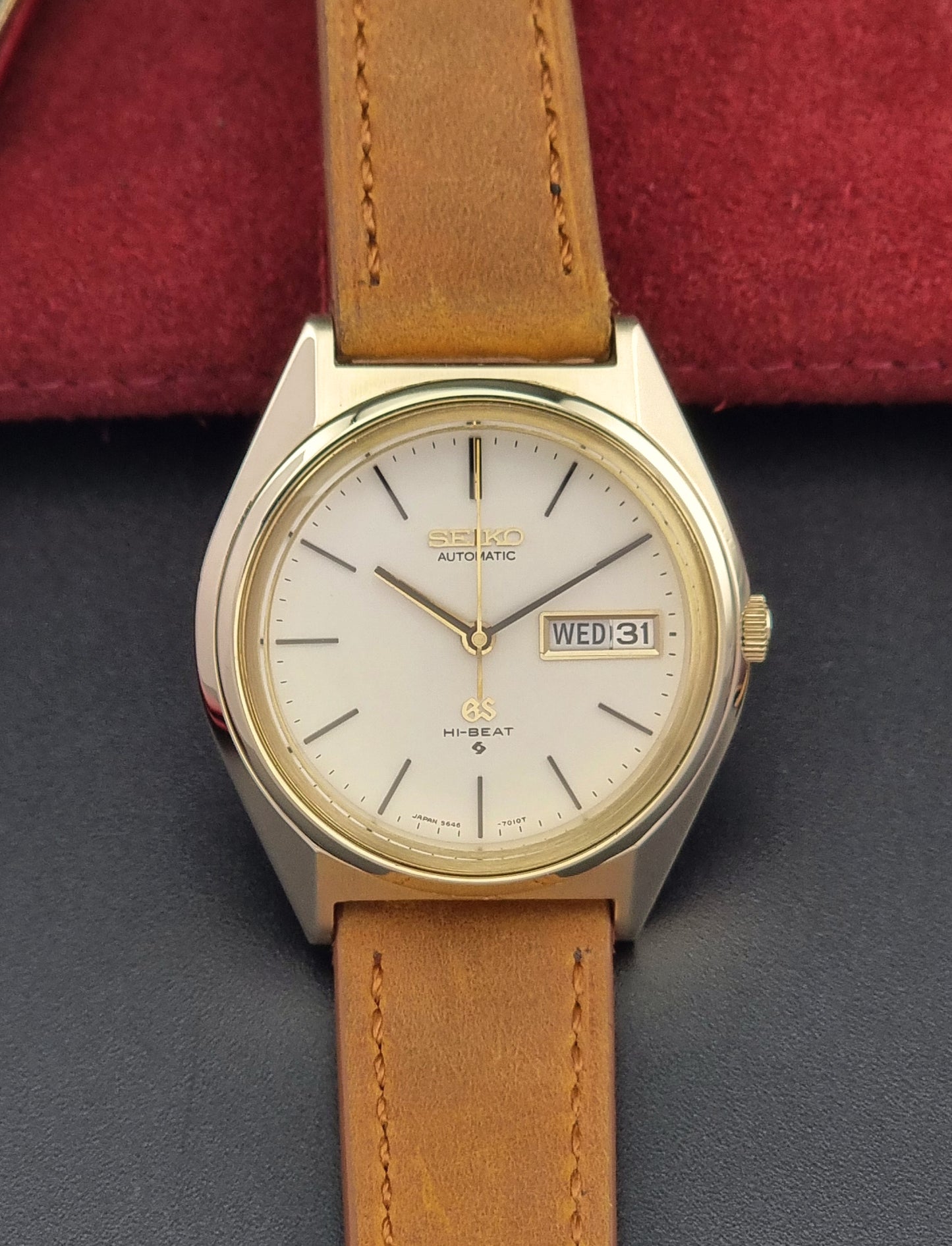 Grand Seiko Wristwatch 5646-7010 Vintage Hi-Beat 1971 Gold Capped