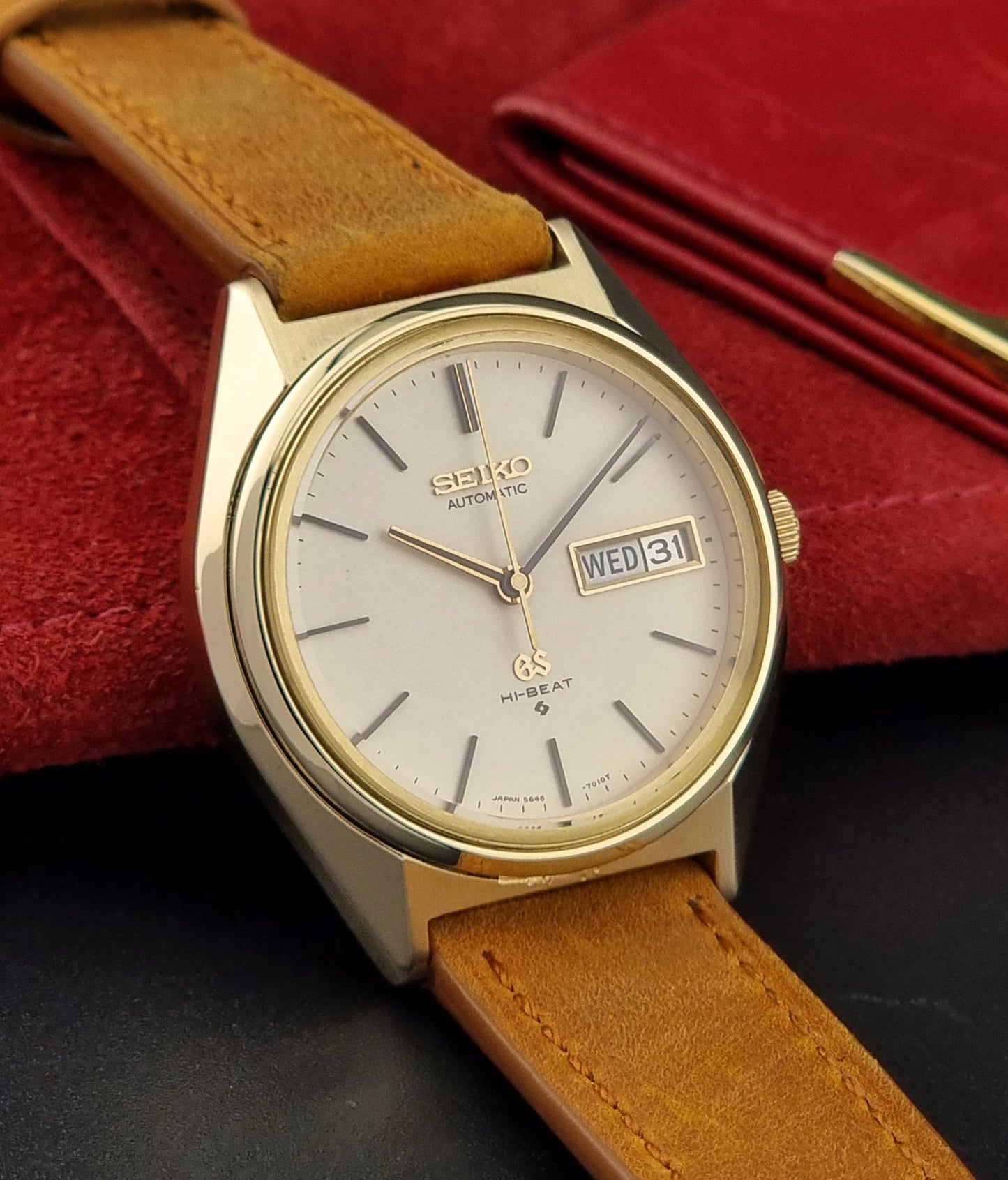 Grand Seiko Wristwatch 5646-7010 Vintage Hi-Beat 1971 Gold Capped