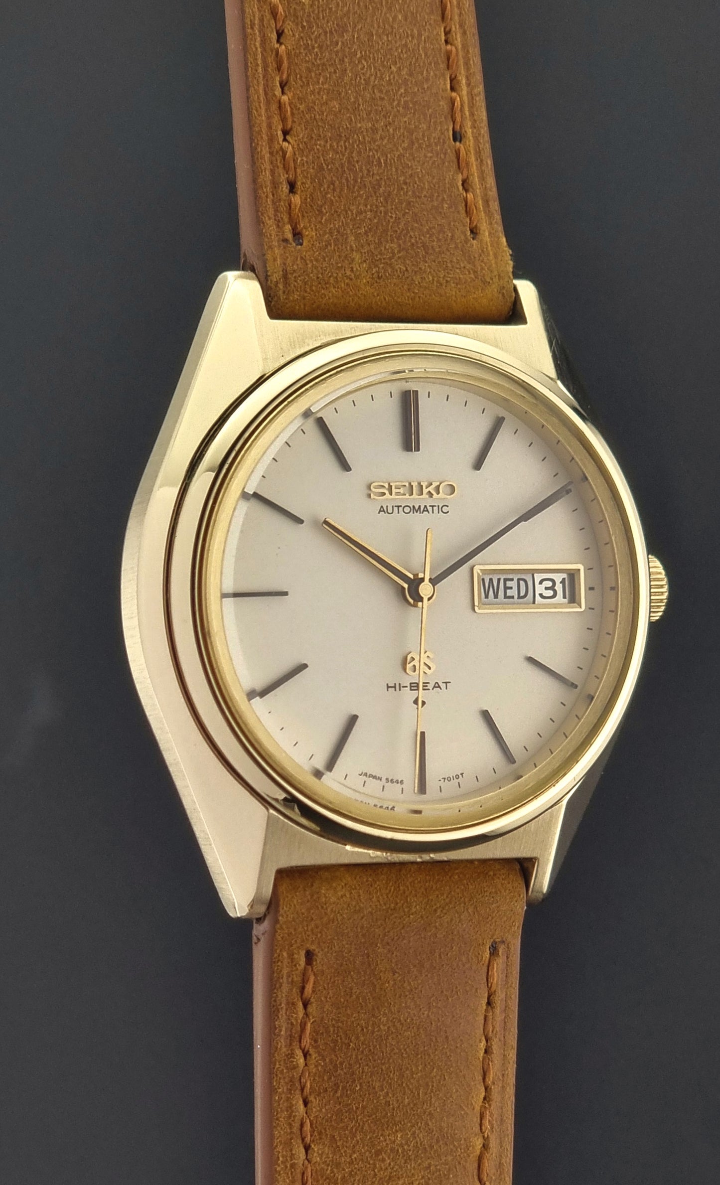 Grand Seiko Wristwatch 5646-7010 Vintage Hi-Beat 1971 Gold Capped