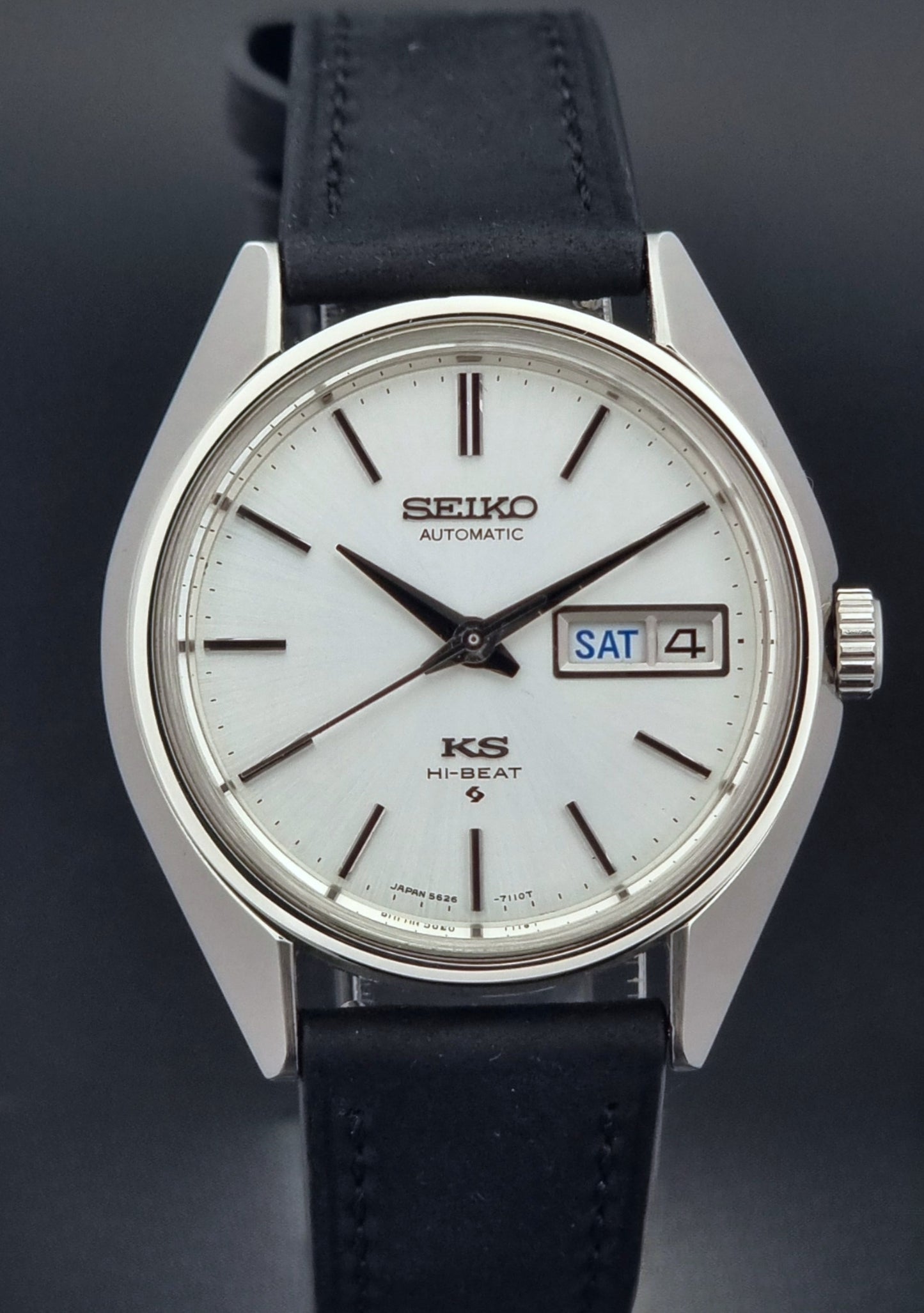 Vintage King Seiko Wristwatch 5626-7110 on a black strap