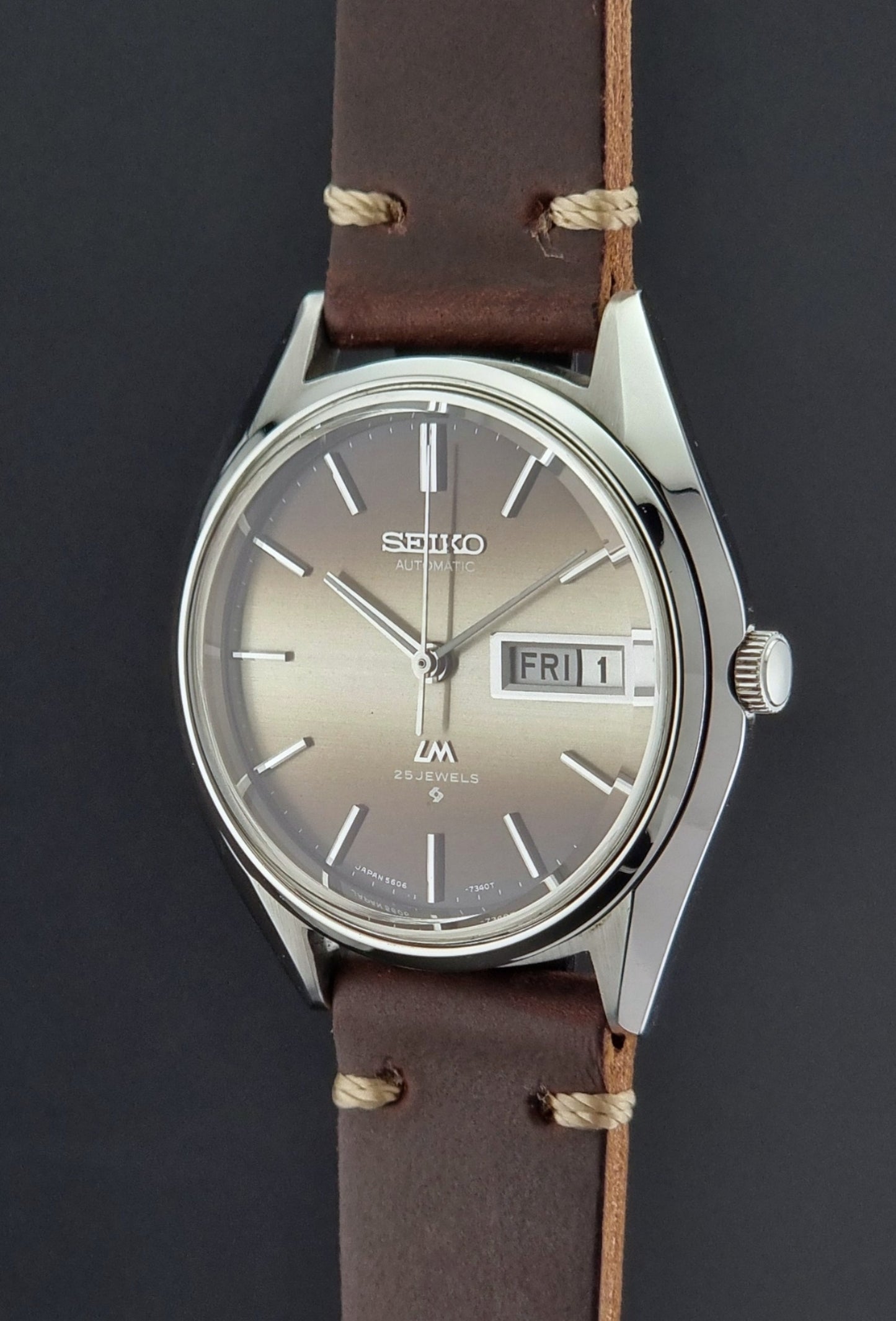 Seiko Watch LordMatic 5606-7190 Brown Dial Vintage 1972