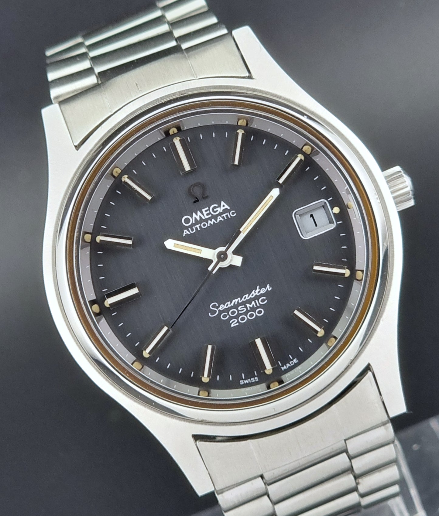 Omega Wristwatch Seamaster Cosmic 2000 Jumbo 166.128 Vintage 1971 Grey
