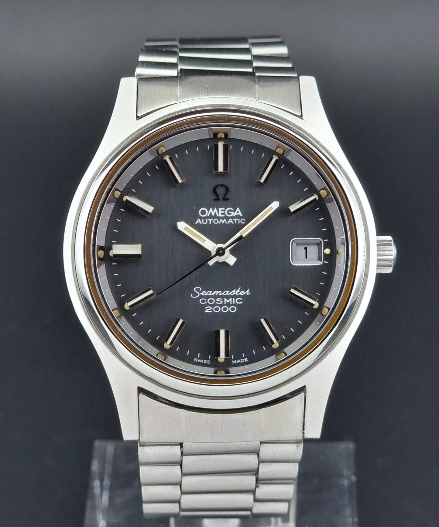 Omega Wristwatch Seamaster Cosmic 2000 Jumbo 166.128 Vintage 1971 Grey