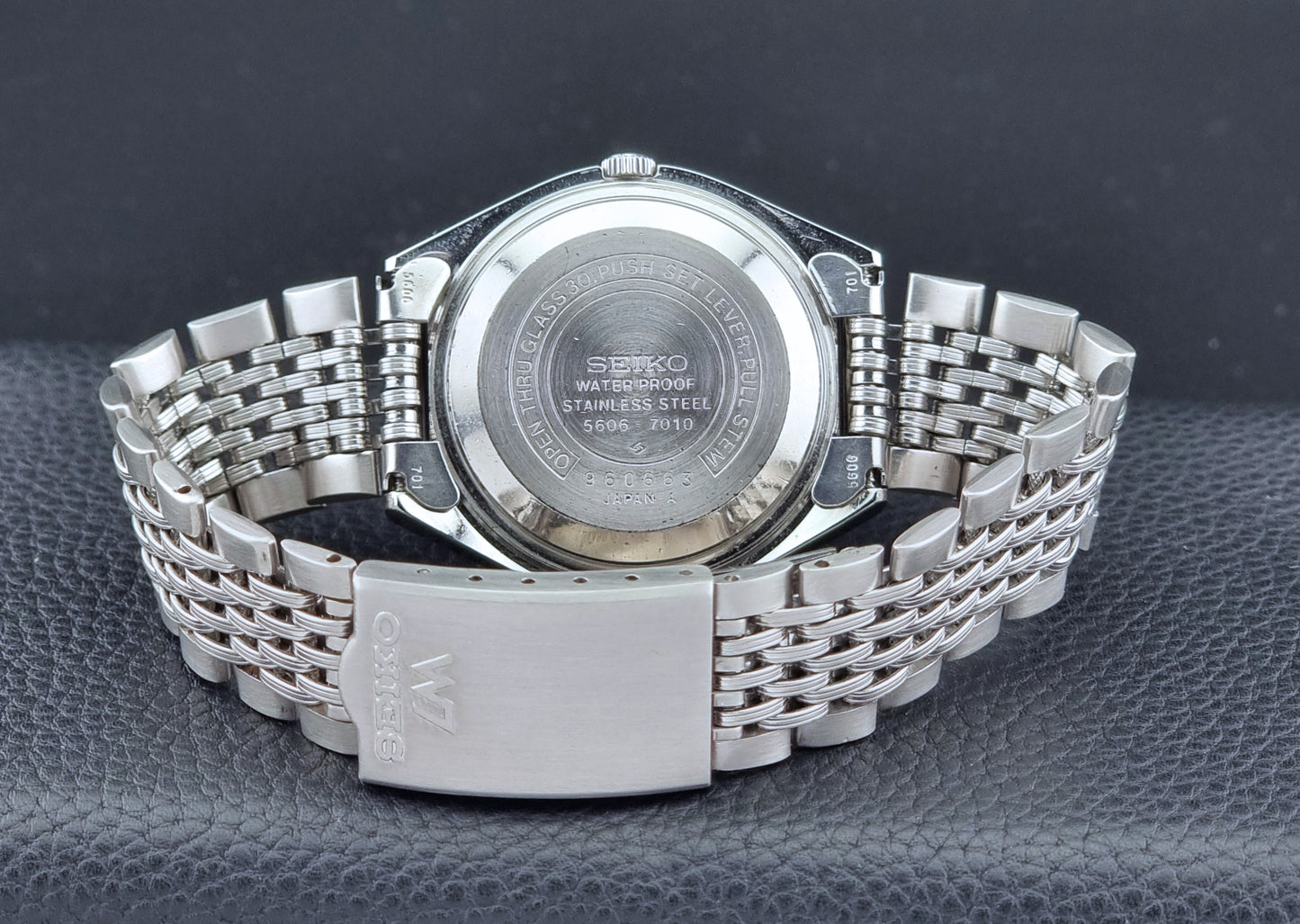 Back view of Seiko Wristwatch LordMatic 5606-7010 Vintage