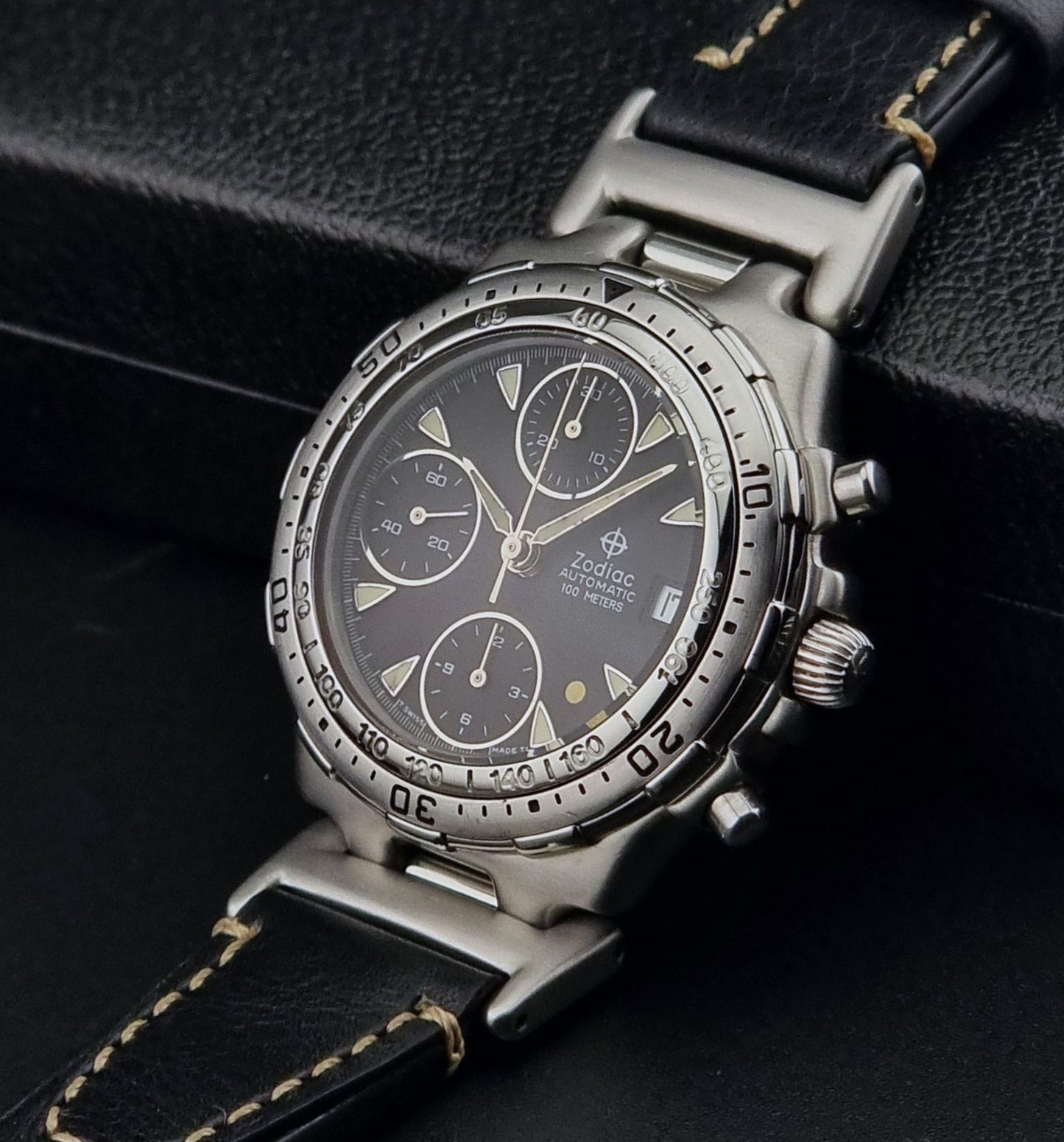 Zodiac Wristwatch 406.40.14 Chronograph ETA Cal. 7750 Vintage 1990s