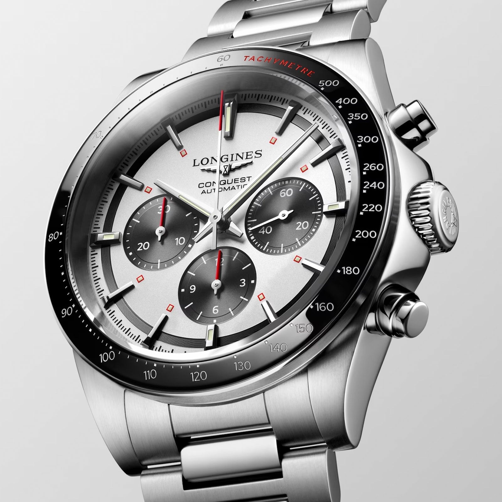 LONGINES Conquest Chronograph 42mm Watch Silver L38354726