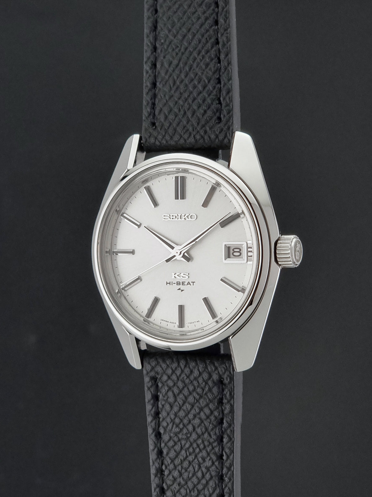 Vintage King Seiko 4502-7001 silver dial 1972 – side profile