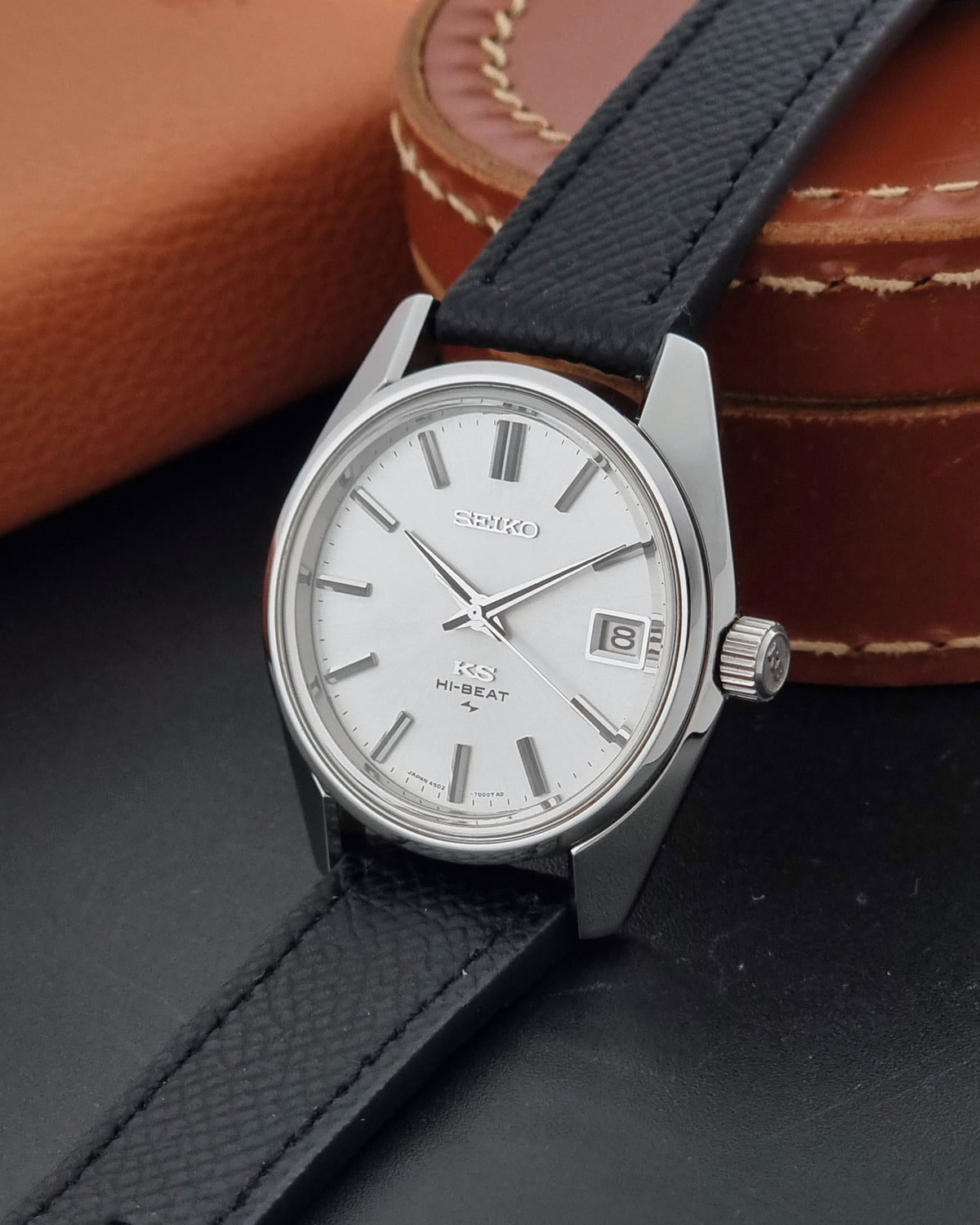 Vintage King Seiko 4502-7001 silver dial 1972 – side view