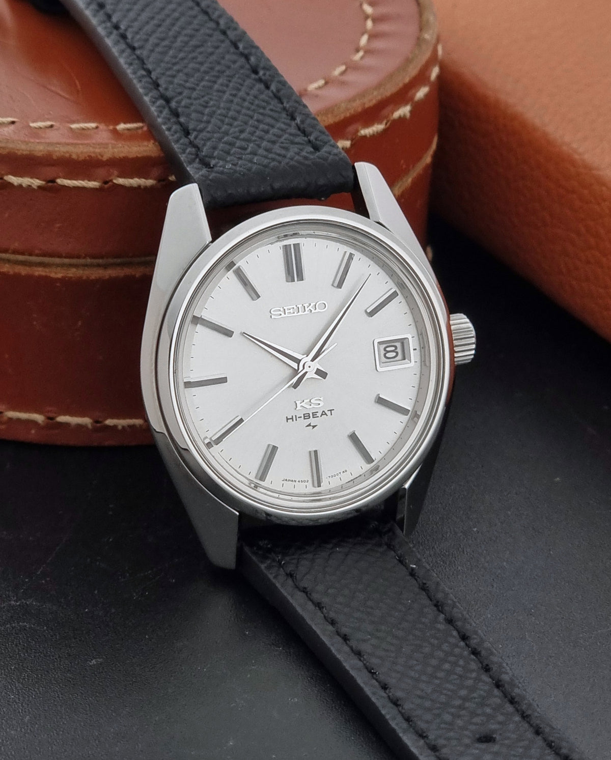 Vintage King Seiko 4502-7001 silver dial 1972 – side view