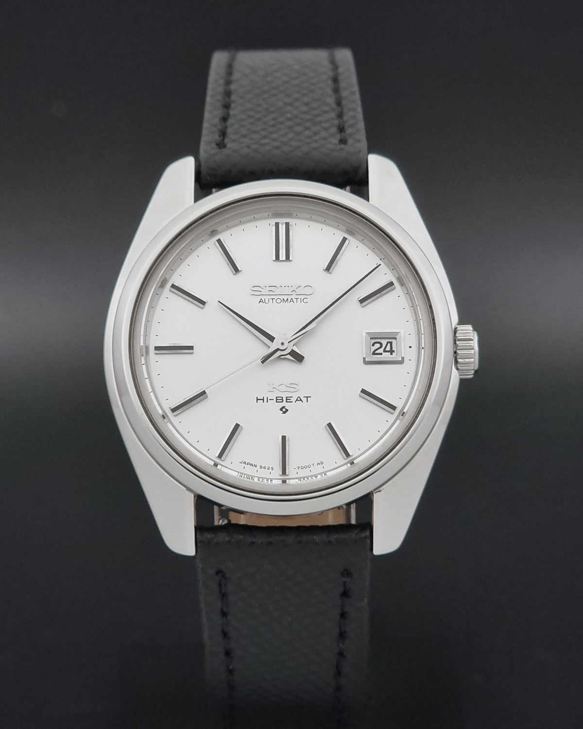 Vintage King Seiko 5625-7000 silver dial 1969 – dial and case front view