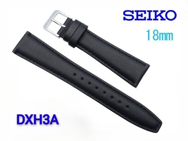 Genuine Seiko Black Leather Watch Straps 18mm and 19mm - Past2PresentWatches - Watch Strap - front