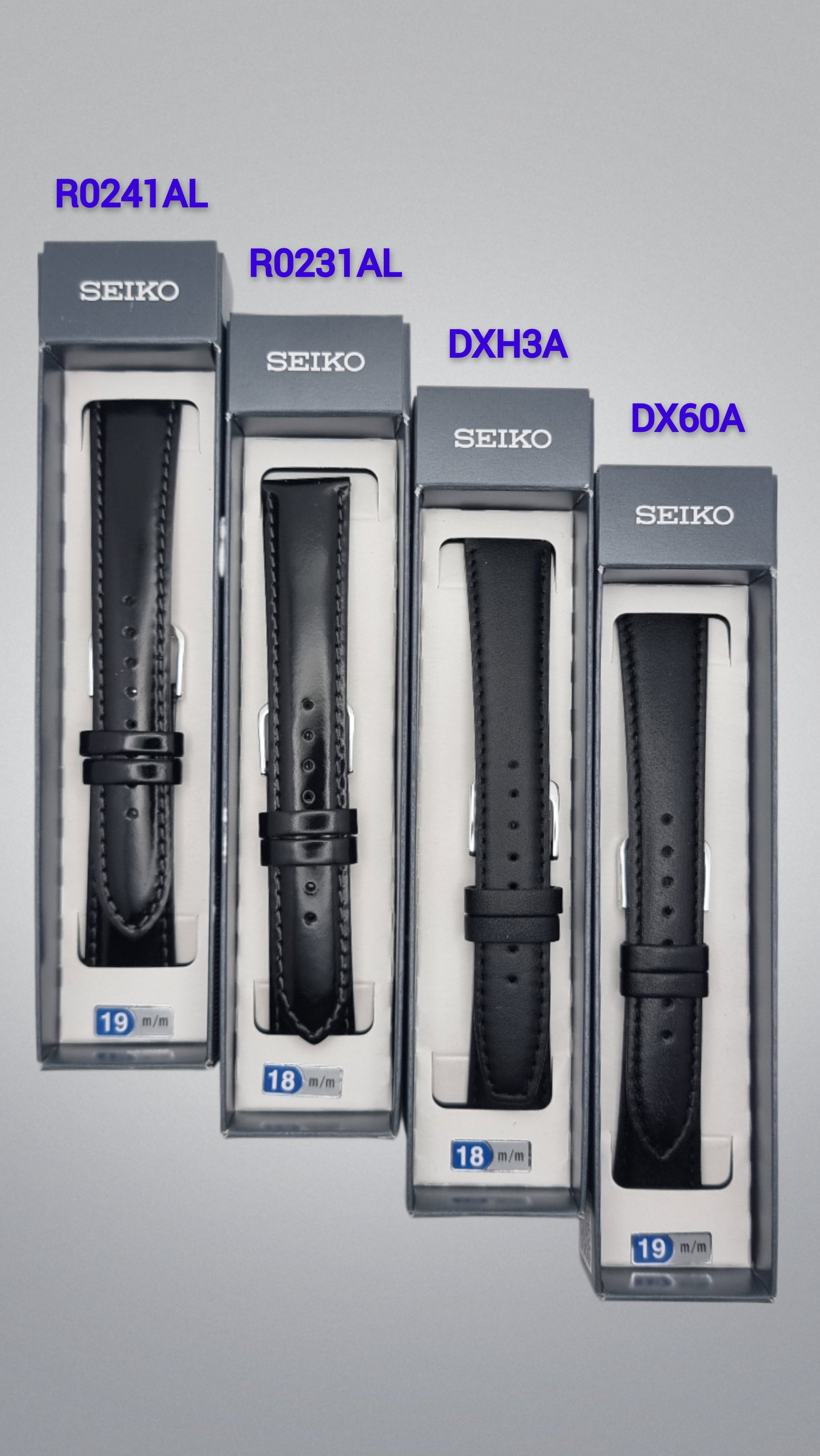 Genuine Seiko Black Leather Watch Straps 18mm and 19mm - Past2PresentWatches - Watch Strap - boxed