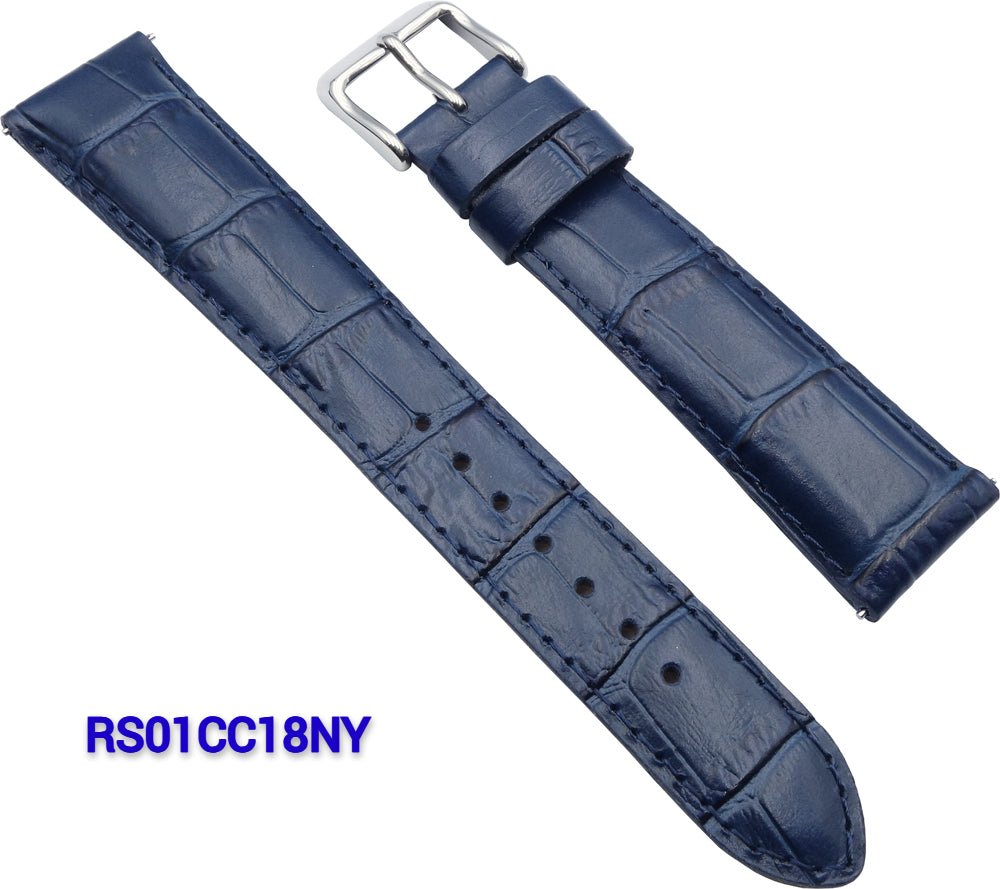 Genuine Seiko Blue Leather Strap 18mm RS01C18NY Quick Release - Past2PresentWatches - Watch Strap - front