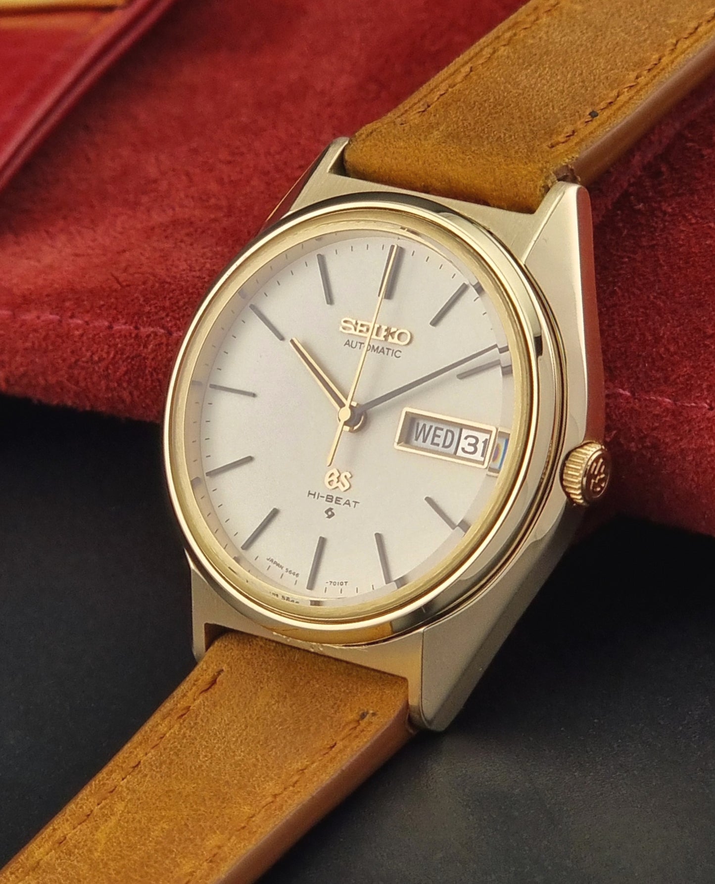 Grand Seiko Wristwatch 5646-7010 Vintage Hi-Beat 1971 Gold Capped