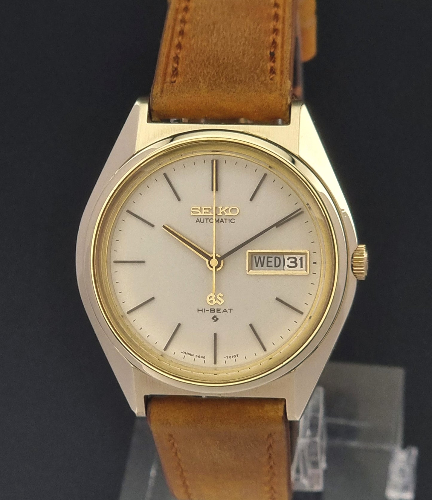 Grand Seiko Wristwatch 5646-7010 Vintage Hi-Beat 1971 Gold Capped