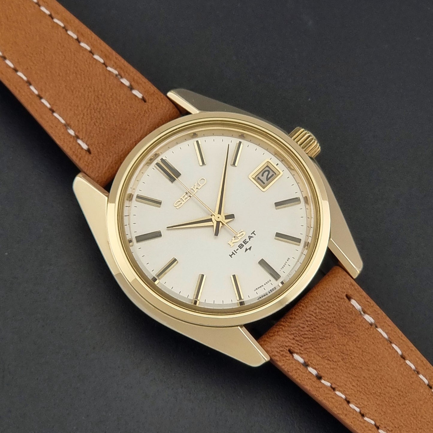 Vintage King Seiko 4502-7001 watch Hi-Beat Gold Plate 1973
