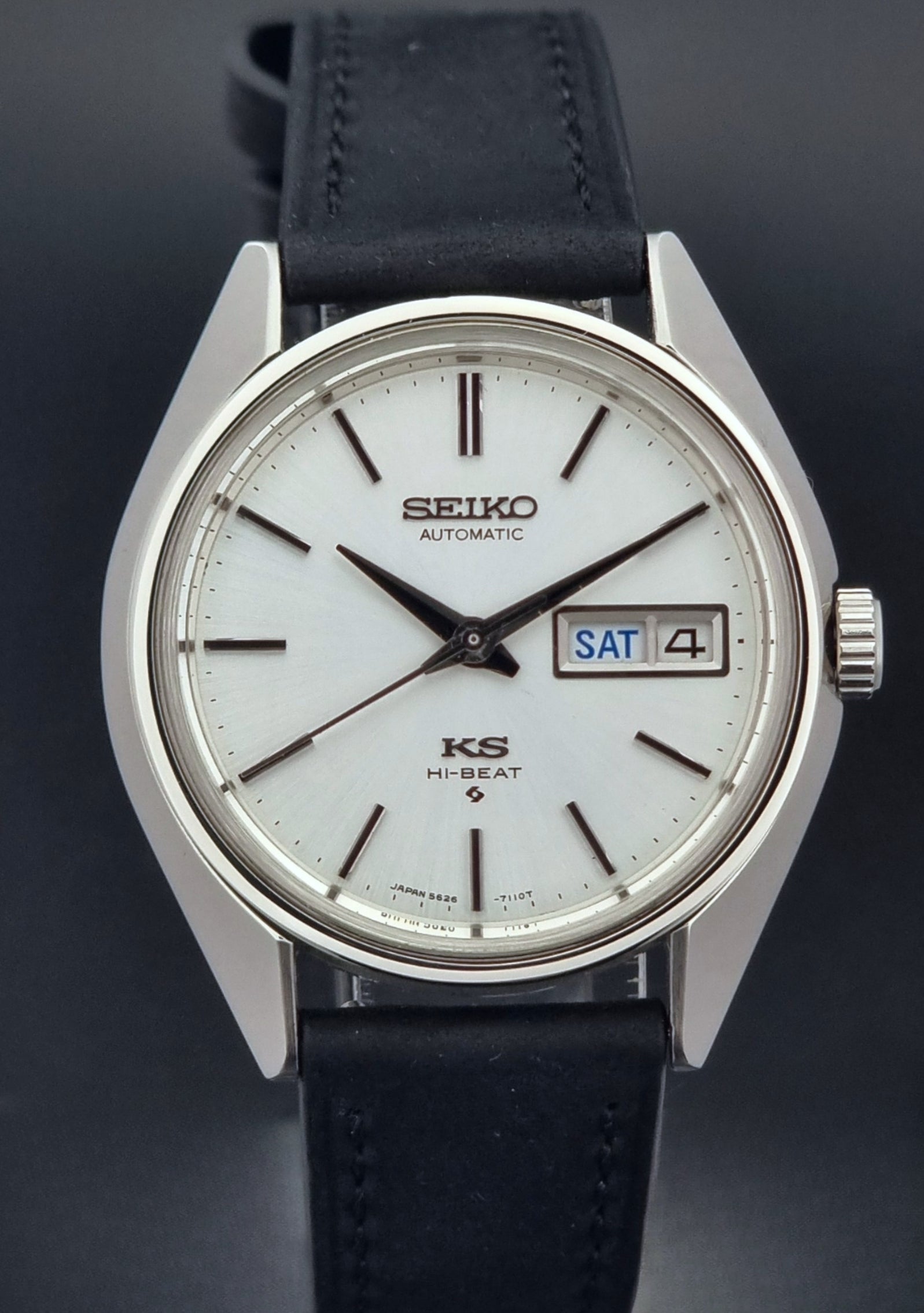 Vintage King Seiko Wristwatch 5626-7110 on a black strap