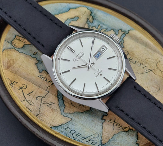 Vintage King Seiko Wristwatch 5626-7110 on a black strap