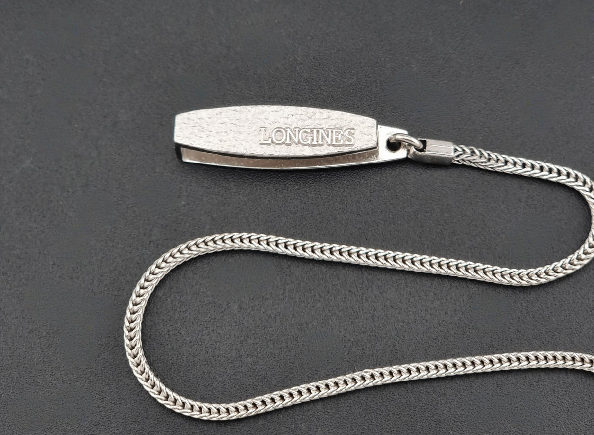 Circa 1976 vintage Longines 1097-4 pocket watch; chain and clasp detail