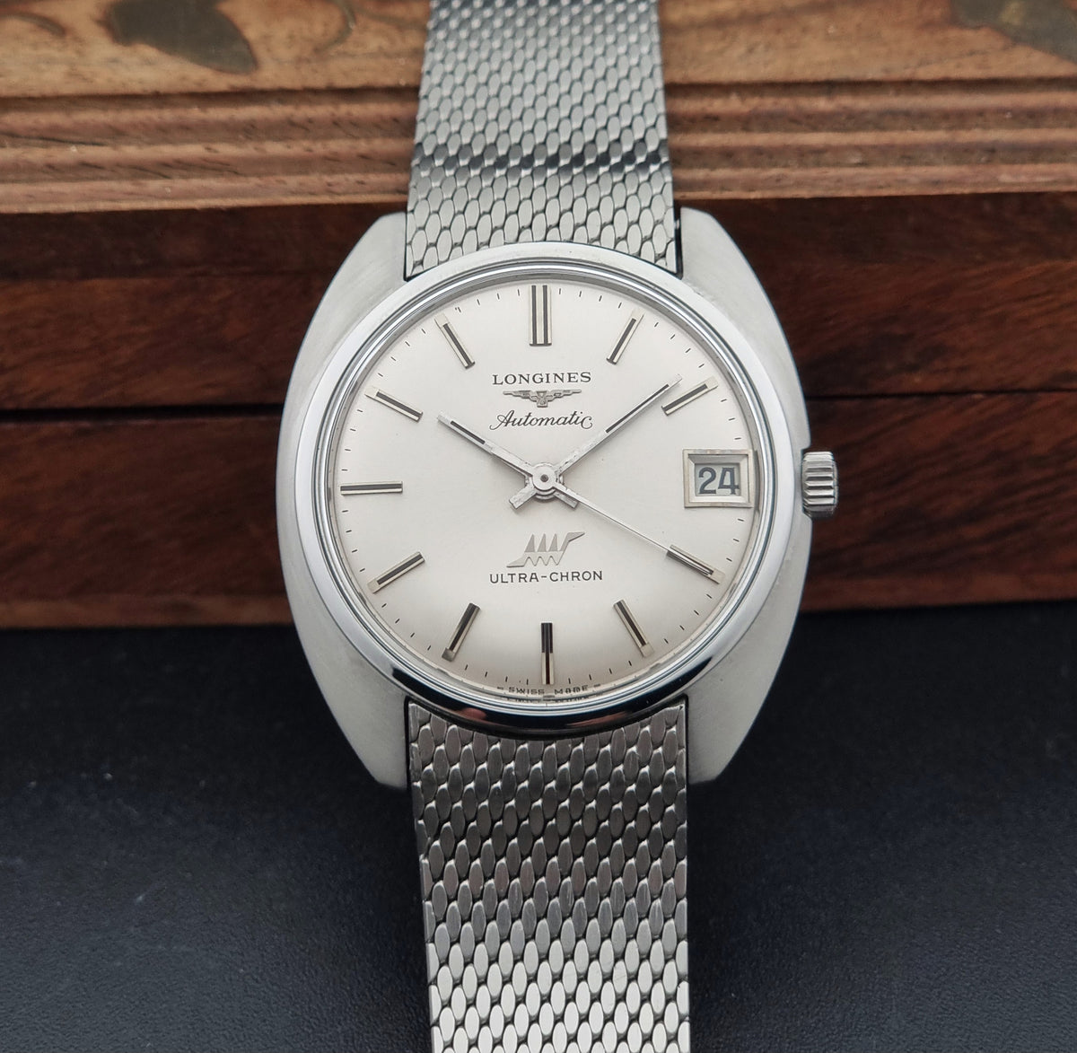 Vintage Longines Ultra-Chron 8317-6 high-beat automatic watch from 1971, alternate front view