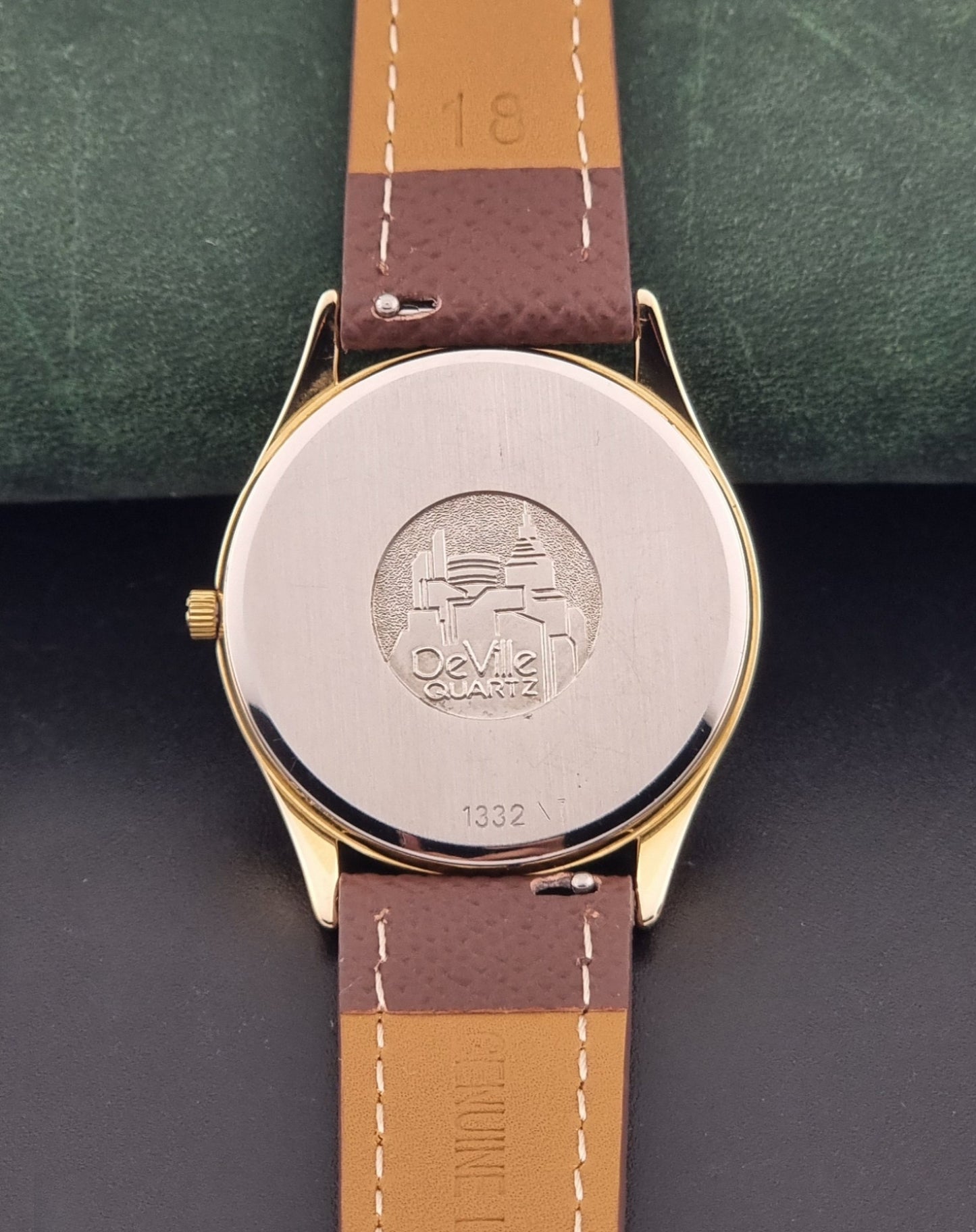 Vintage Omega Quartz De-ville 196.0205 Wristwatch circa 1980 Gold Plate