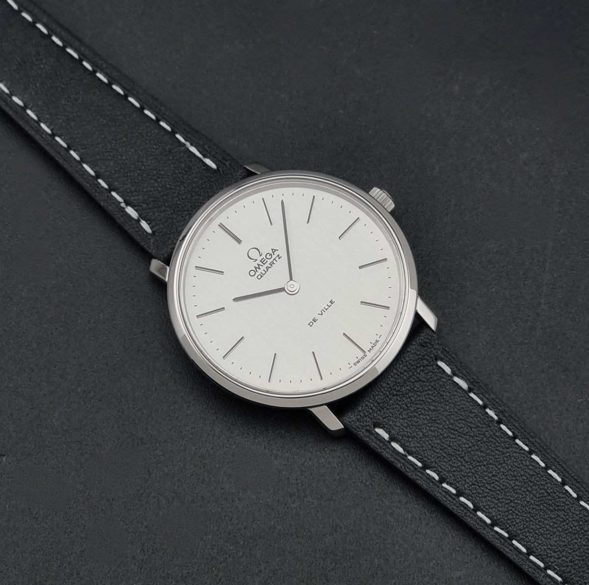 Vintage Omega De Ville 191.0044 quartz watch from 1977, front view