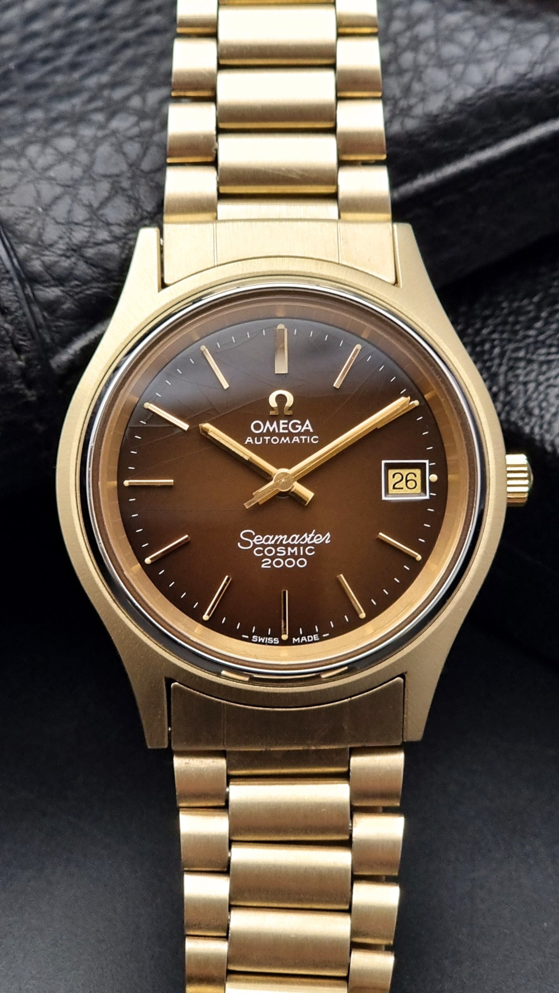 Omega watch Seamaster Cosmic 2000 Jumbo 166.128 Gold Capped Spider Dial 1972 - Past2PresentWatches - Wristwatch