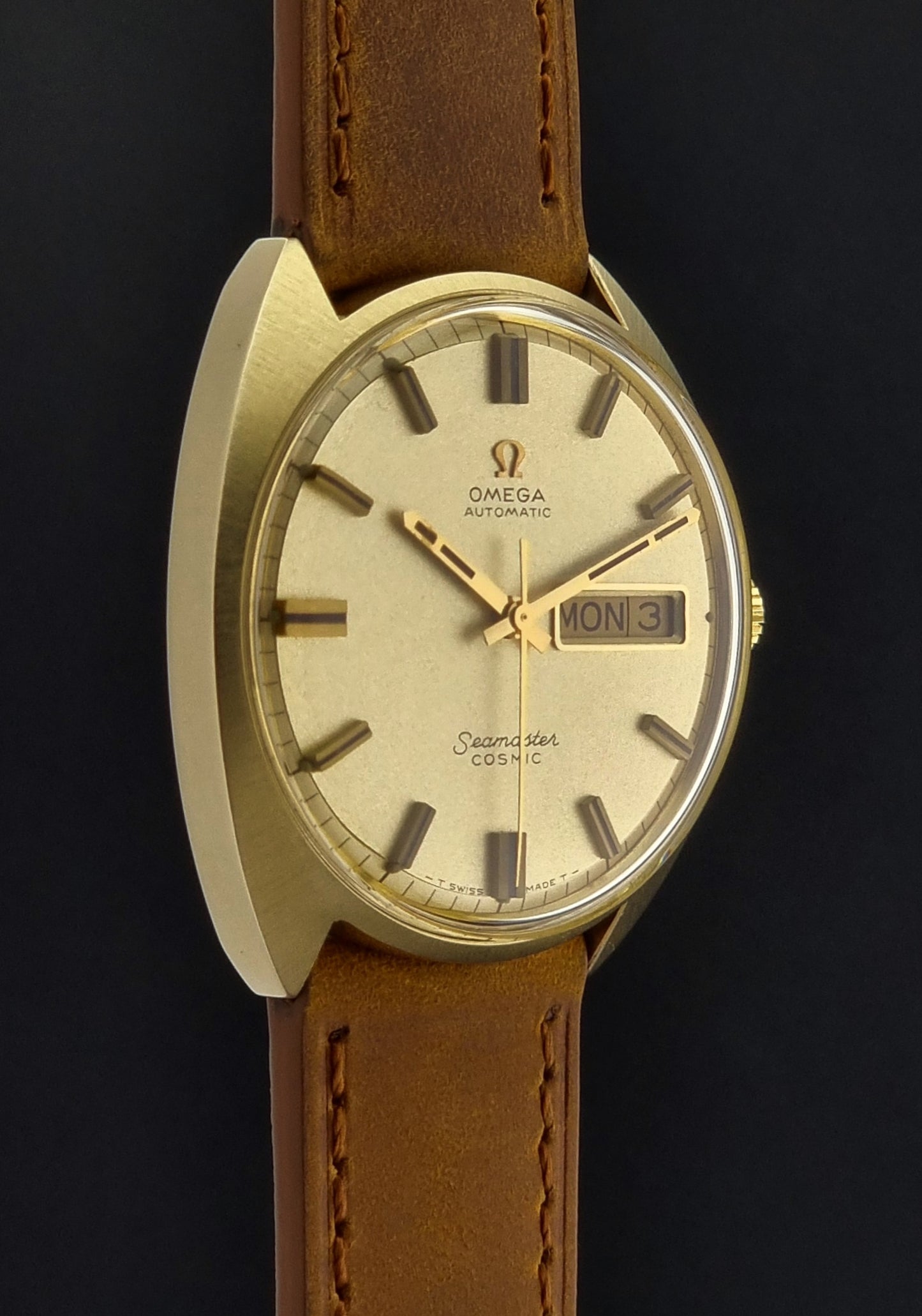 Omega Seamaster Cosmic 166.036 Watch Vintage 1970 Gold capped  Day Date