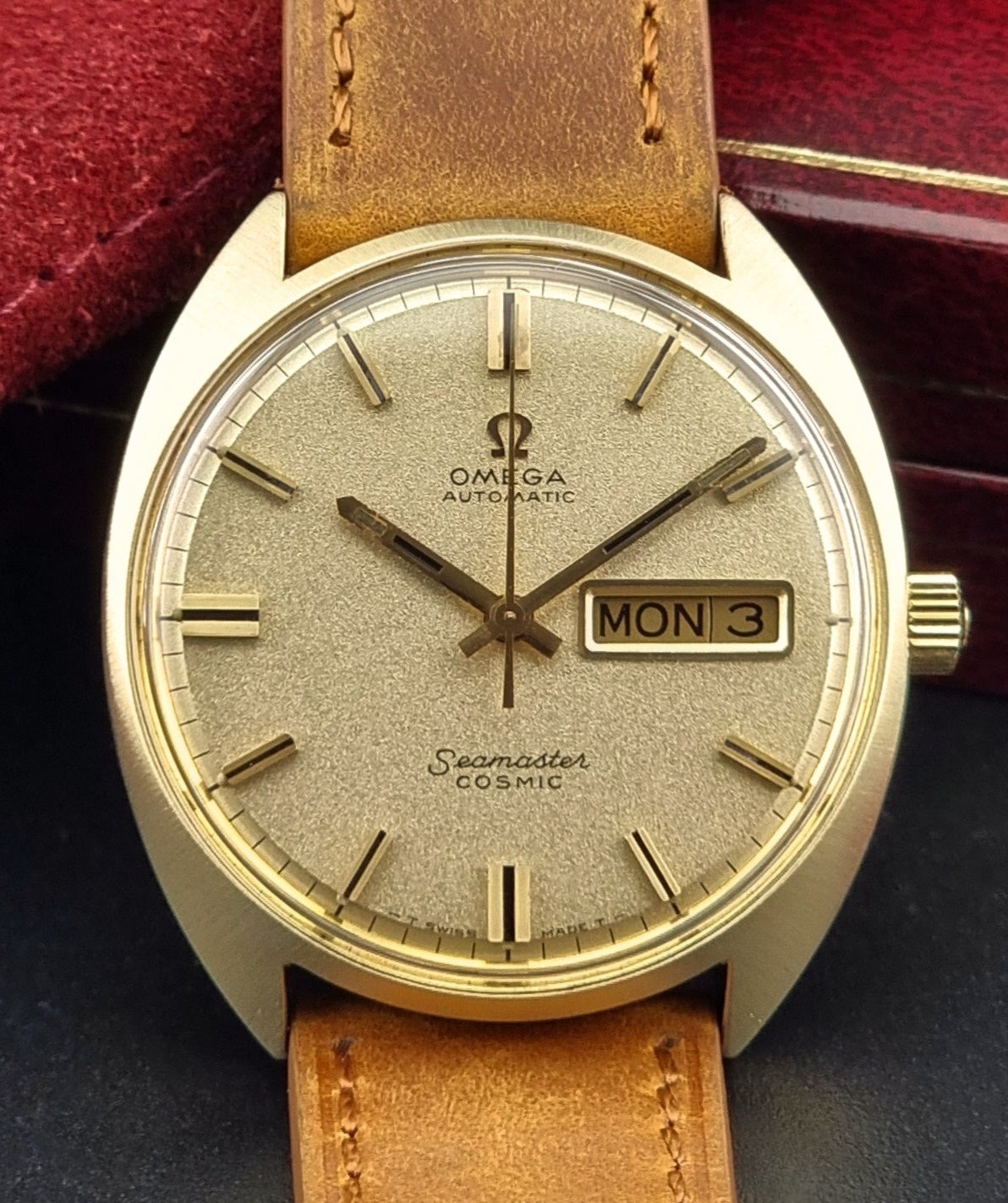 Omega Seamaster Cosmic 166.036 Watch Vintage 1970 Gold capped  Day Date