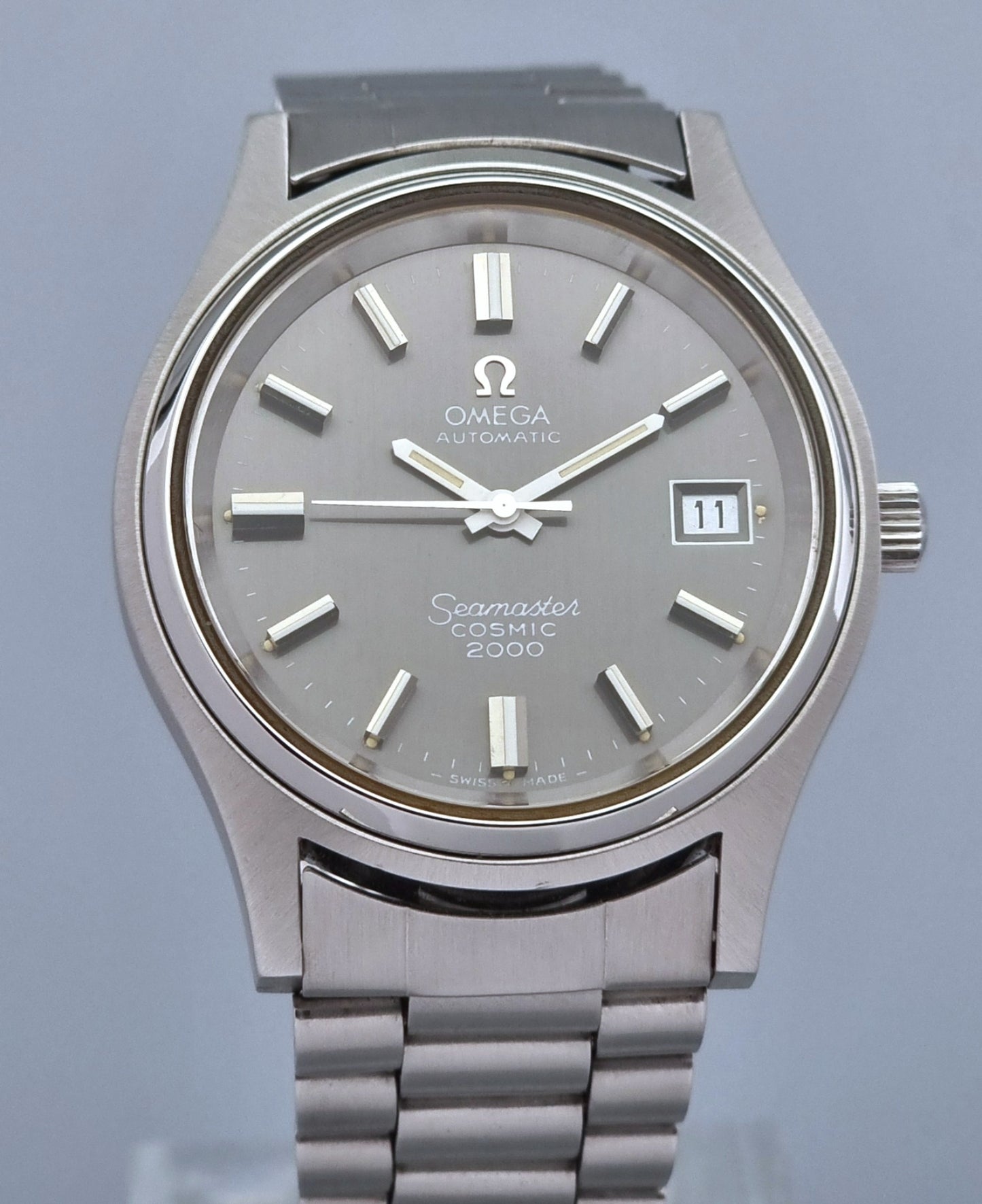 Omega Wristwatch Seamaster Cosmic 2000 Jumbo 166.128 Vintage 1971 Grey Dial