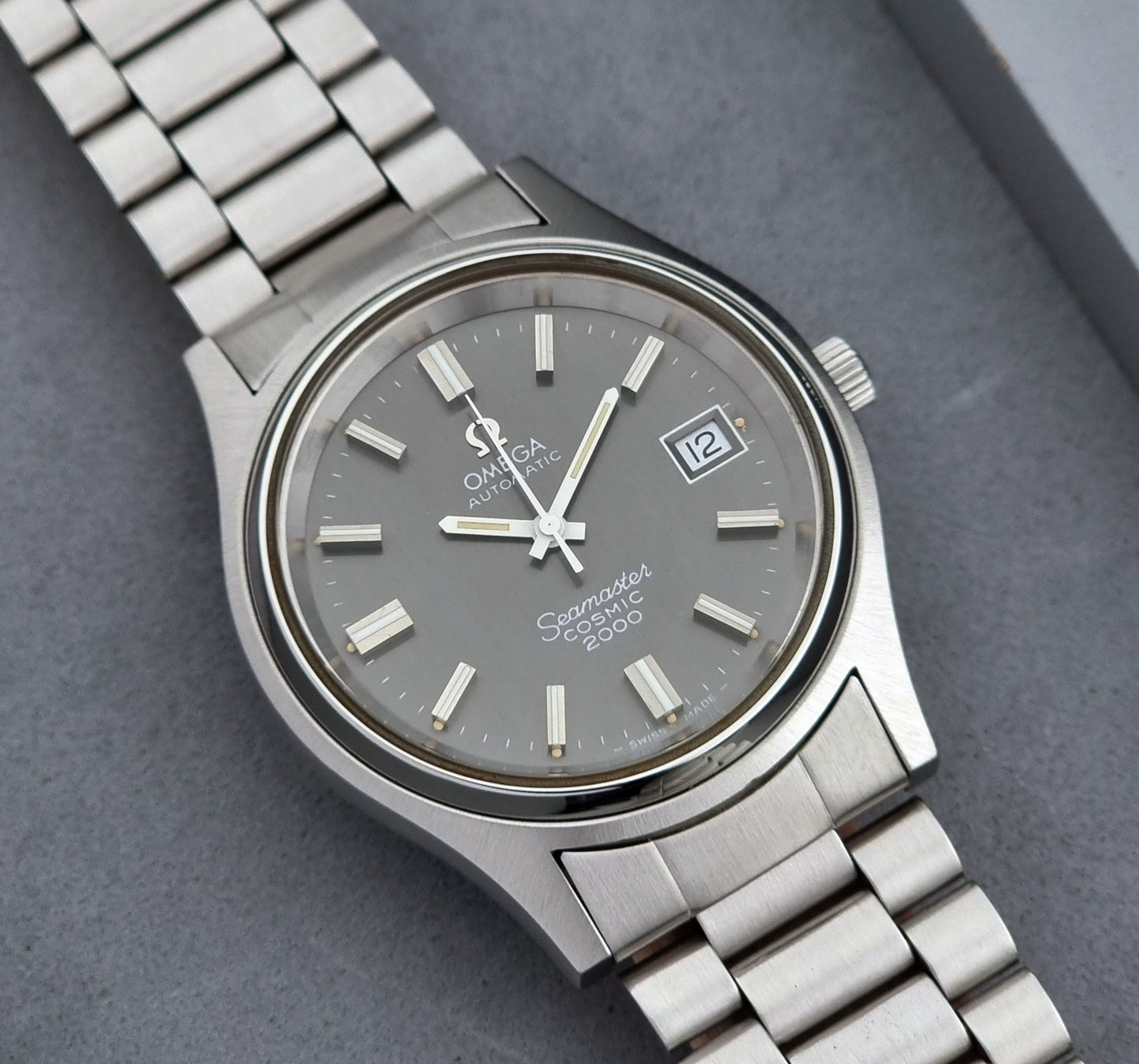 Omega Wristwatch Seamaster Cosmic 2000 Jumbo 166.128 Vintage 1971 Grey Dial