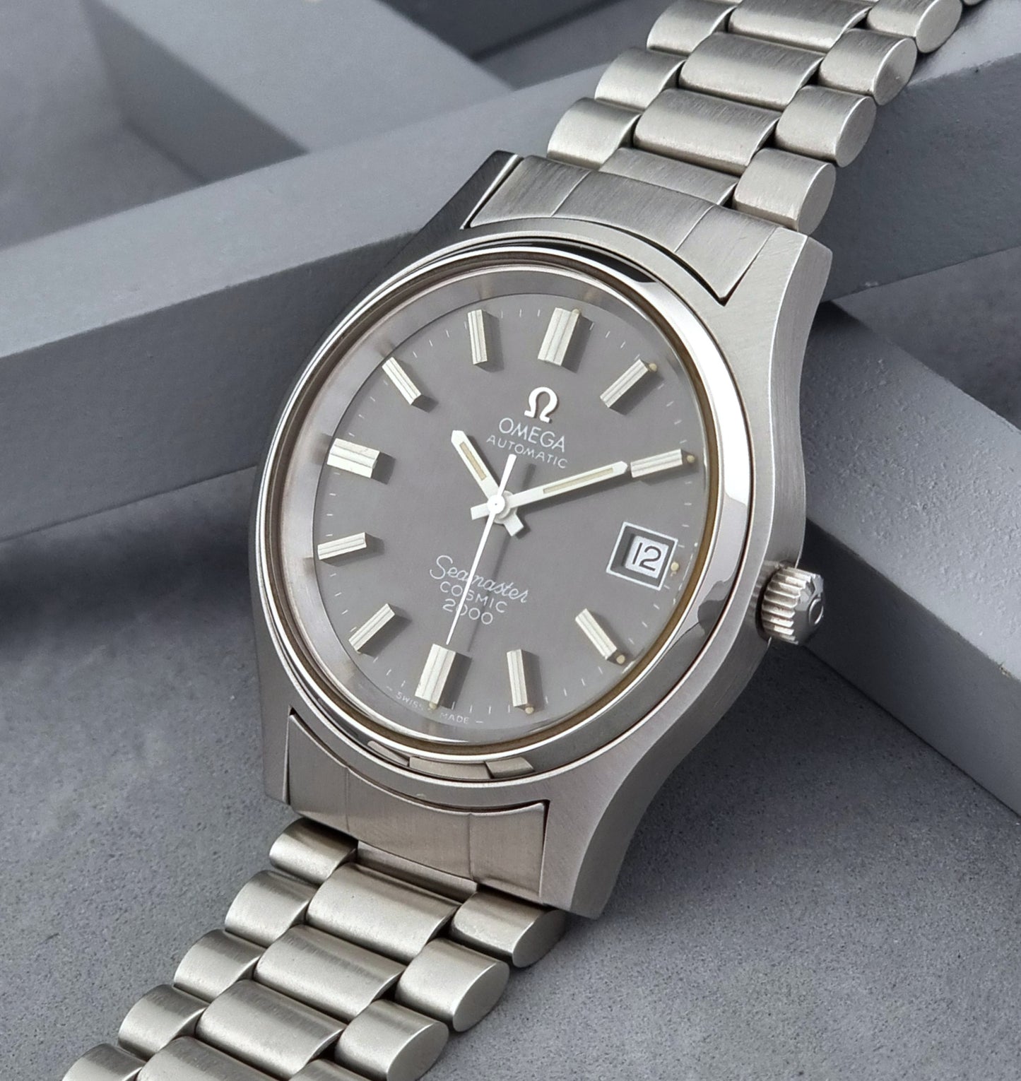 Omega Wristwatch Seamaster Cosmic 2000 Jumbo 166.128 Vintage 1971 Grey Dial