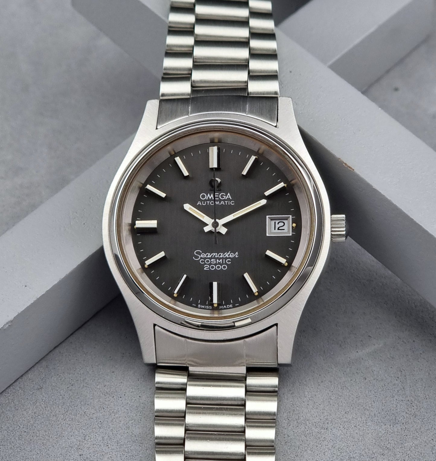 Omega Wristwatch Seamaster Cosmic 2000 Jumbo 166.128 Vintage 1971 Grey Dial