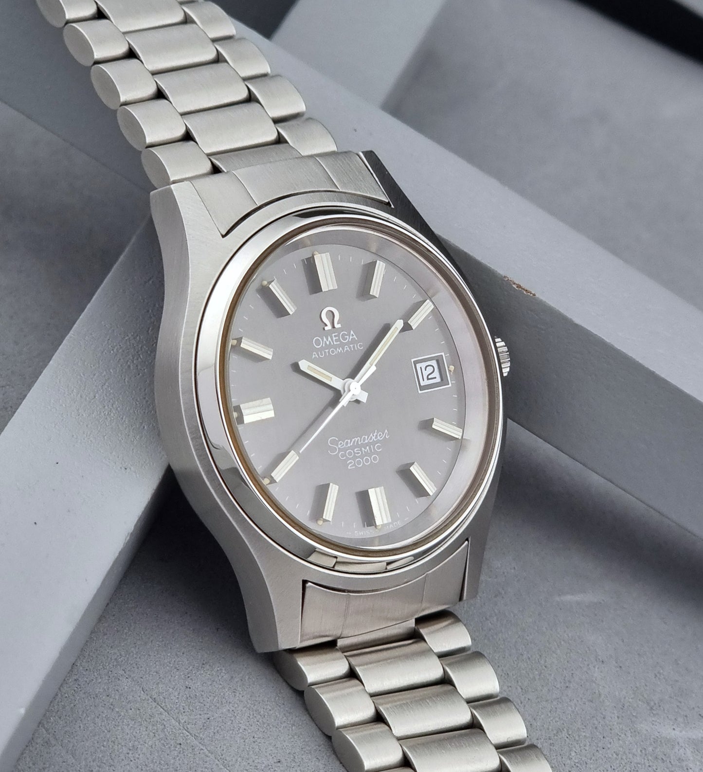 Omega Wristwatch Seamaster Cosmic 2000 Jumbo 166.128 Vintage 1971 Grey Dial