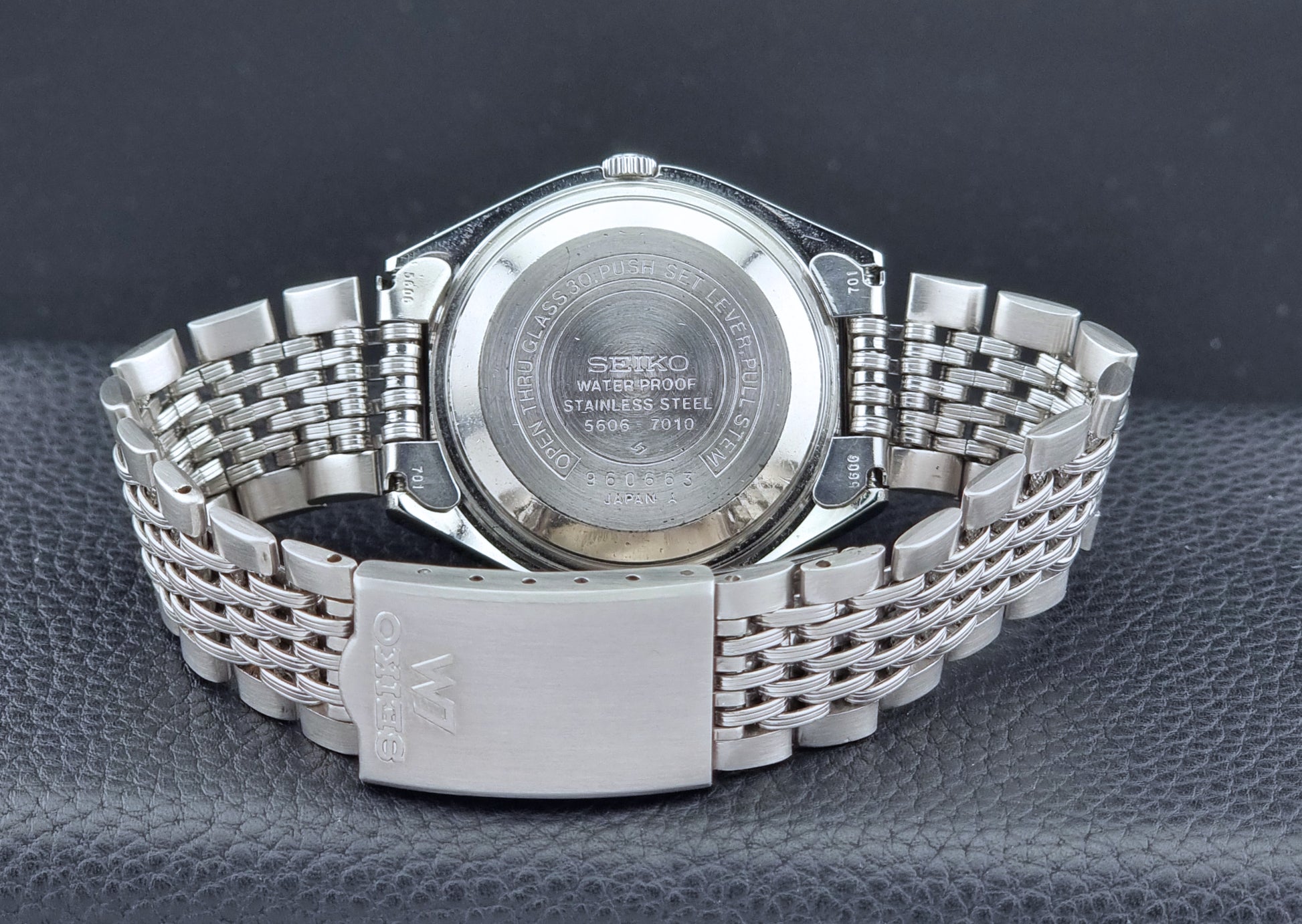Back view of Seiko Wristwatch LordMatic 5606-7010 Vintage