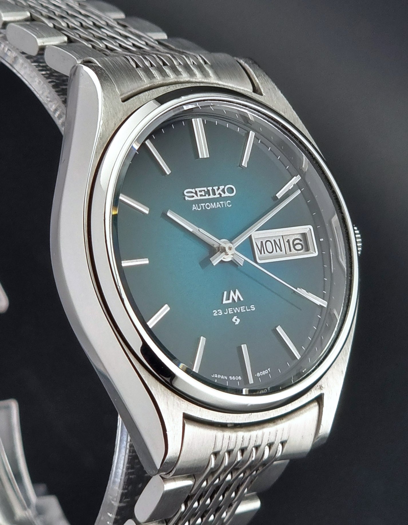 Vintage Seiko Wristwatch LordMatic 5606-8051 Green Dial 1975