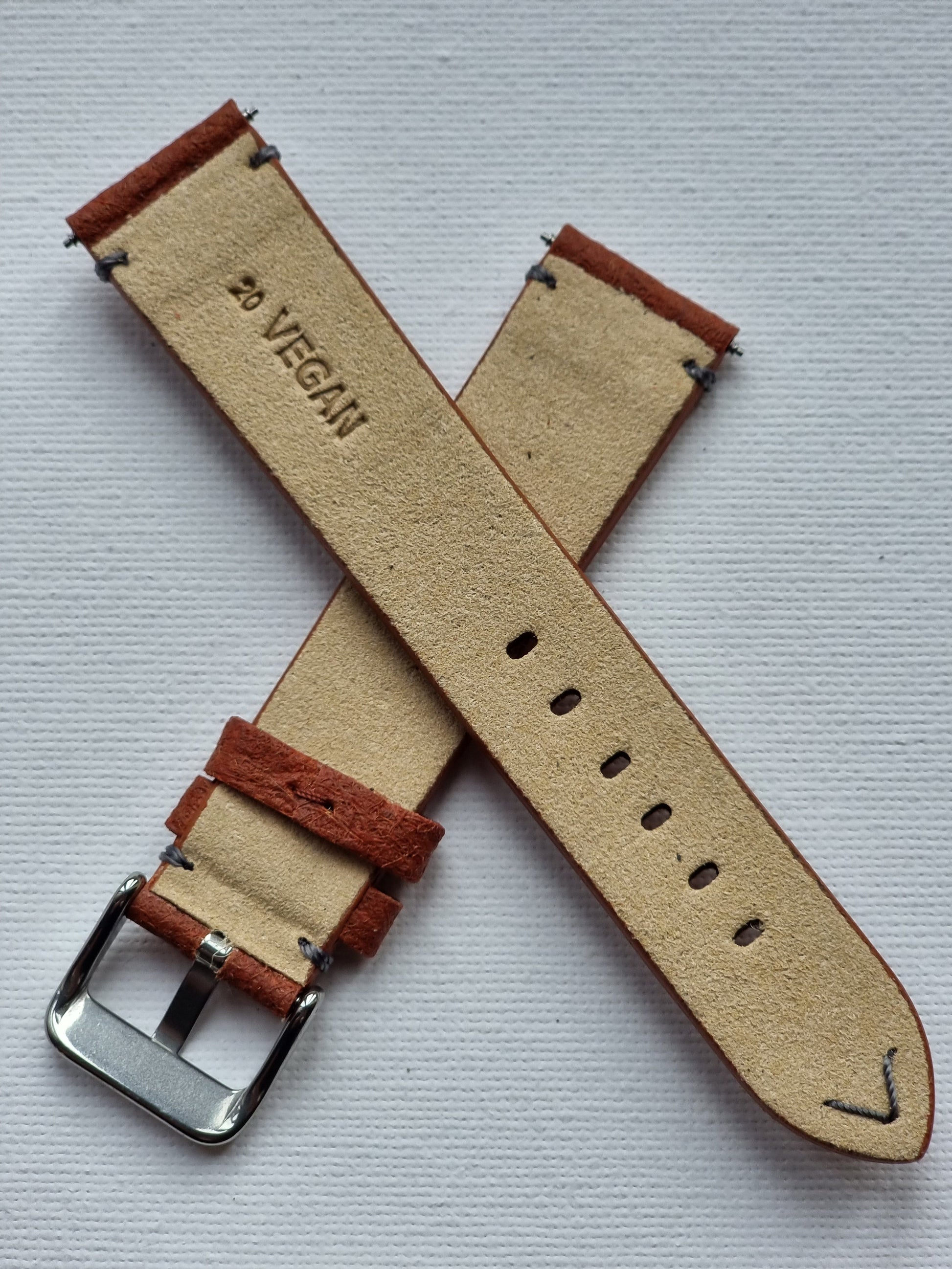 Vegan Watch strap, Sporty with “V” Stitching - Past2PresentWatches - Watch Strap