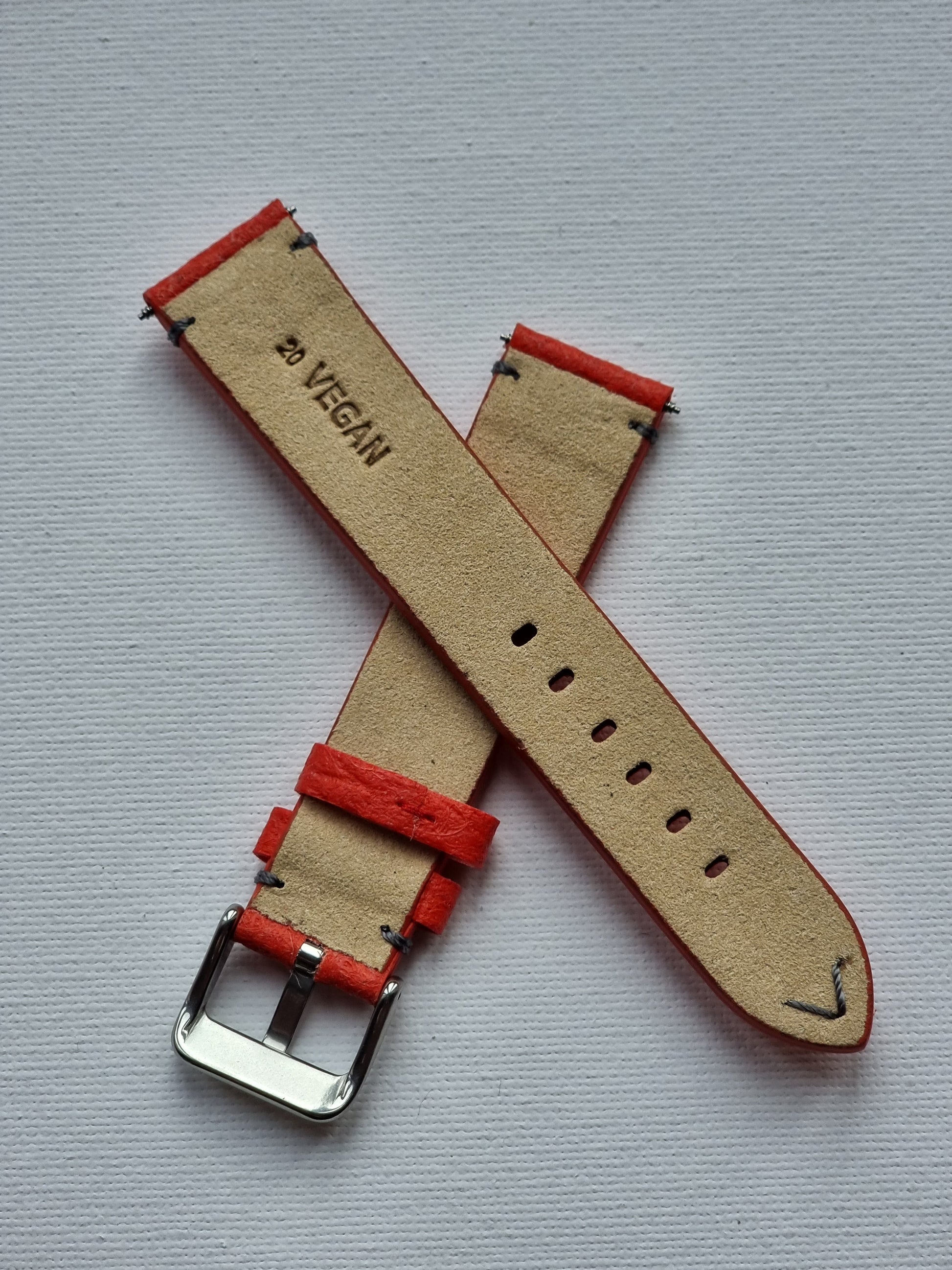 Vegan Watch strap, Sporty with “V” Stitching - Past2PresentWatches - Watch Strap