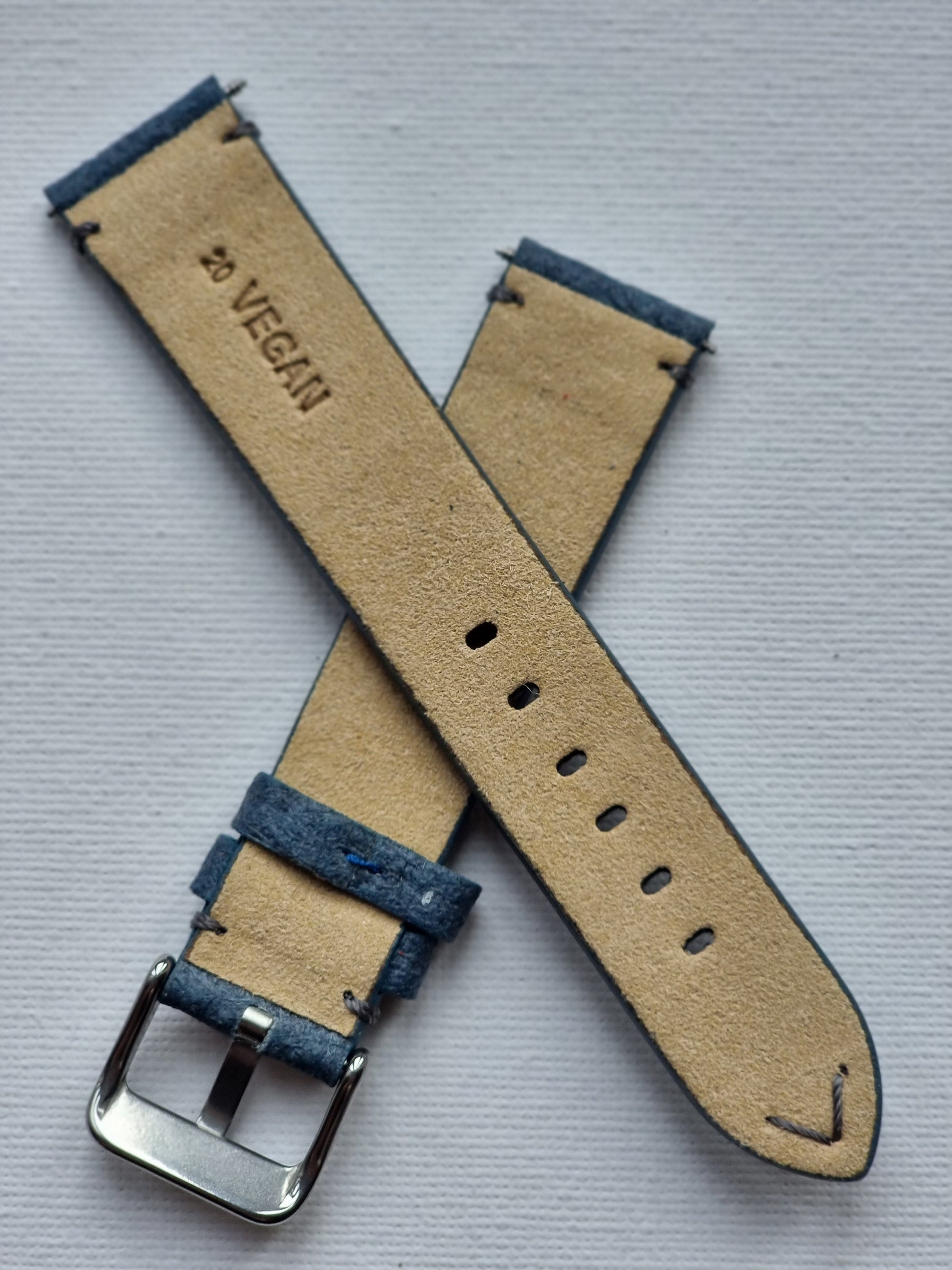 Vegan Watch strap, Sporty with “V” Stitching - Past2PresentWatches - Watch Strap