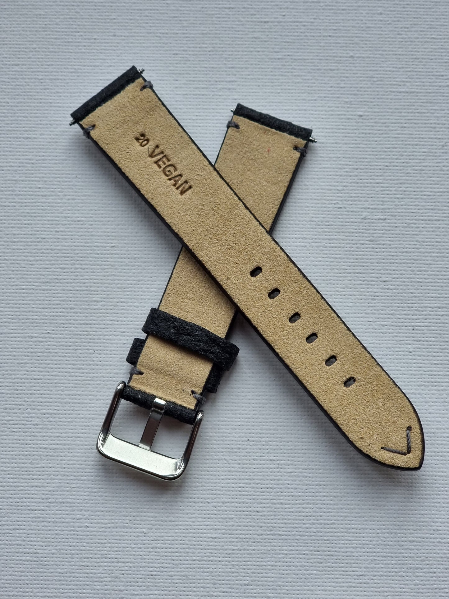 Vegan Watch strap, Sporty with “V” Stitching - Past2PresentWatches - Watch Strap